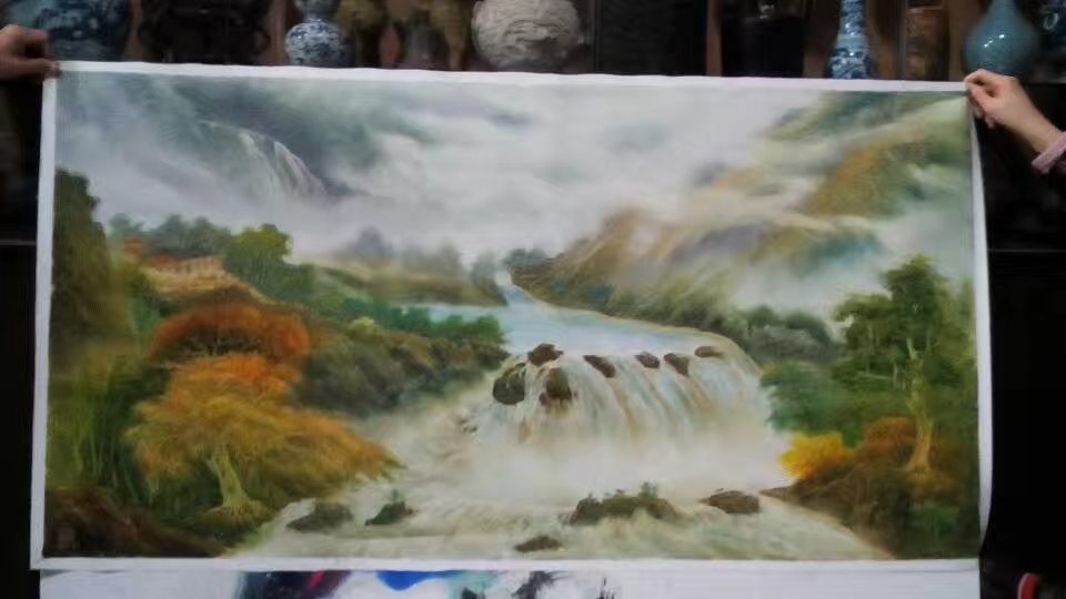 Portrait of a Mountain Elder handmade Chinese landscape oil painting by Shufeng Studio