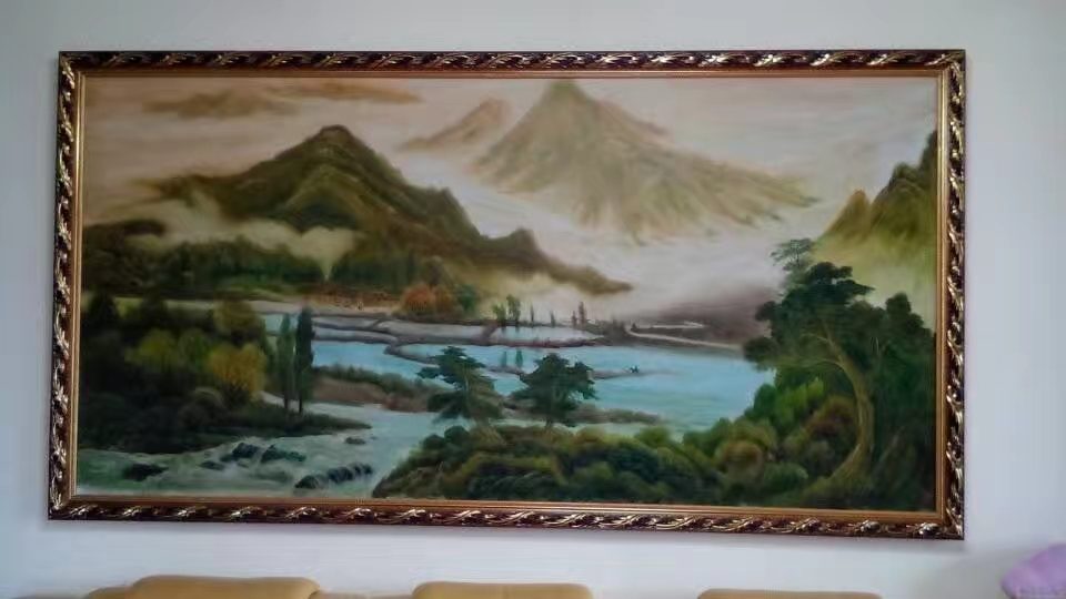 Vertical Mountain Scroll original oil painting by Shufeng Studio