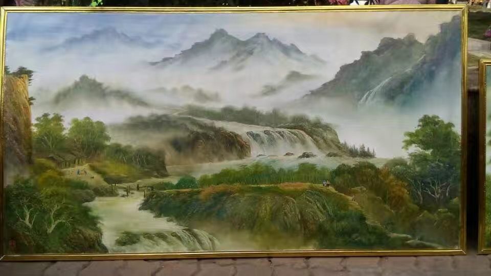 Spring Valley Stream original oil painting by Shufeng Studio