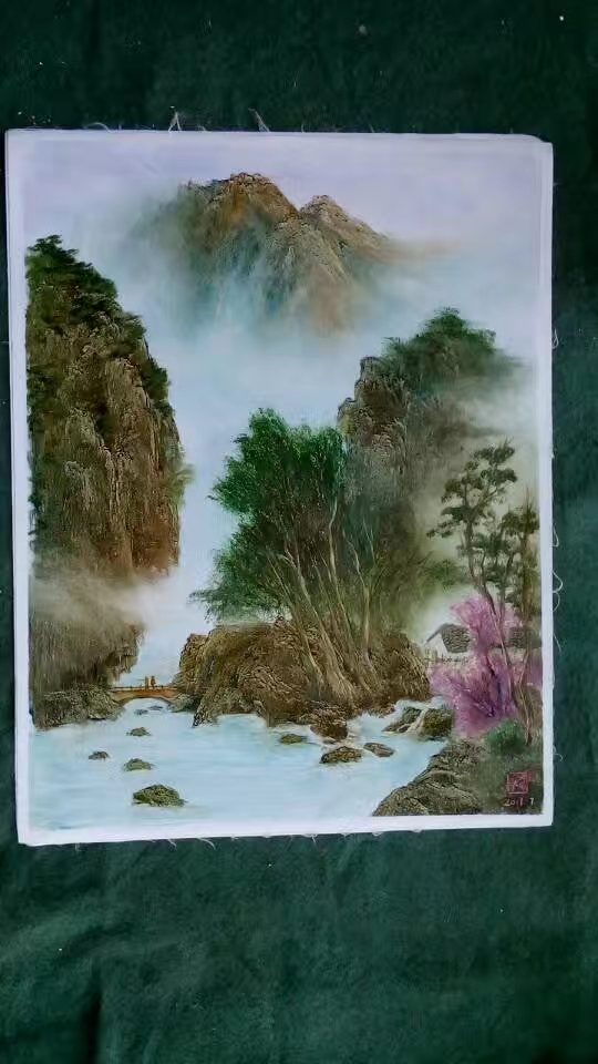 High Waterfall Gorge - vertical knife painting