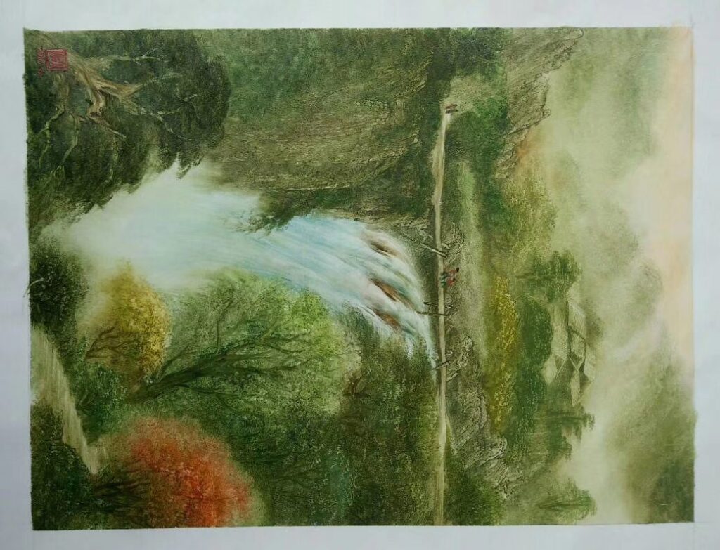 Autumn Lake Color original oil painting by Shufeng Studio