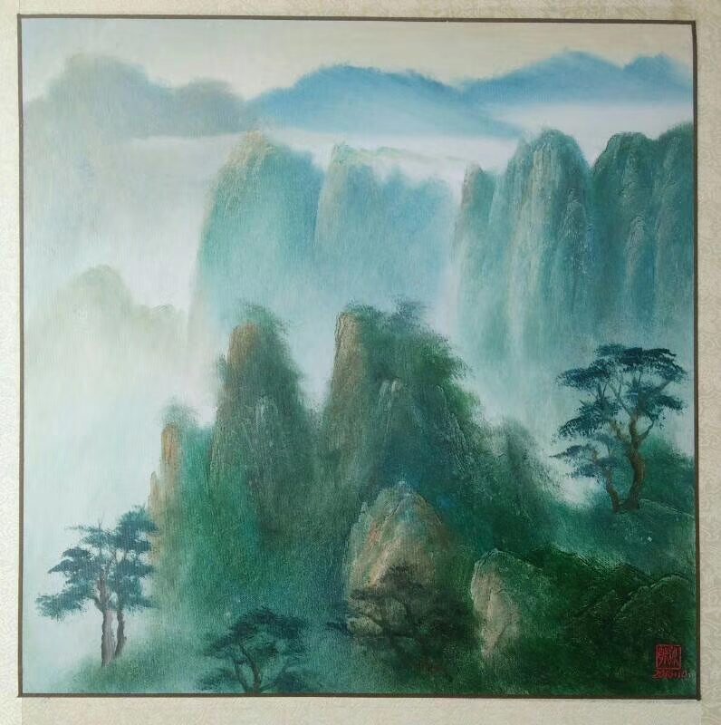 Village Stream in Spring original oil painting by Shufeng Studio
