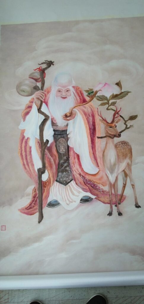 Pine Lake Landscape original oil painting by Shufeng Studio
